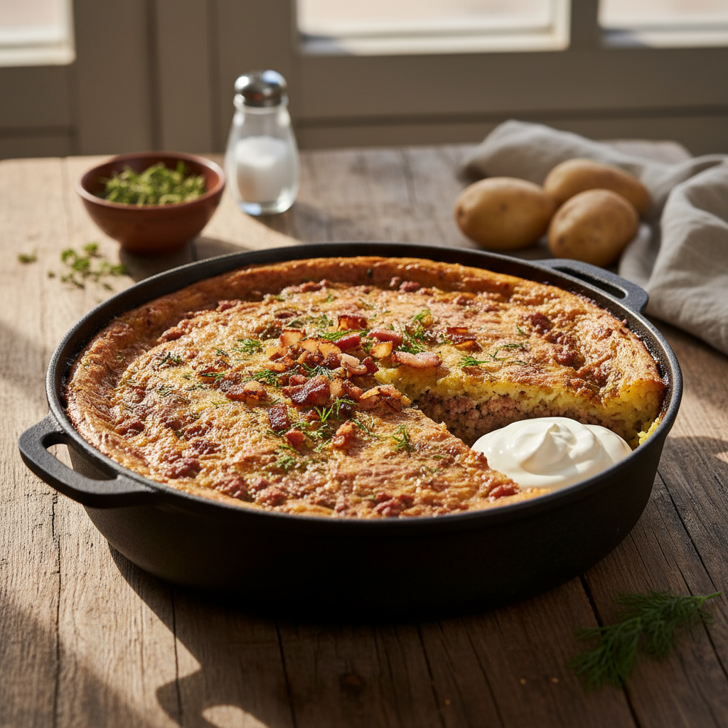 Burnoje tirpstantis kugelis su faršu: receptas šeimai