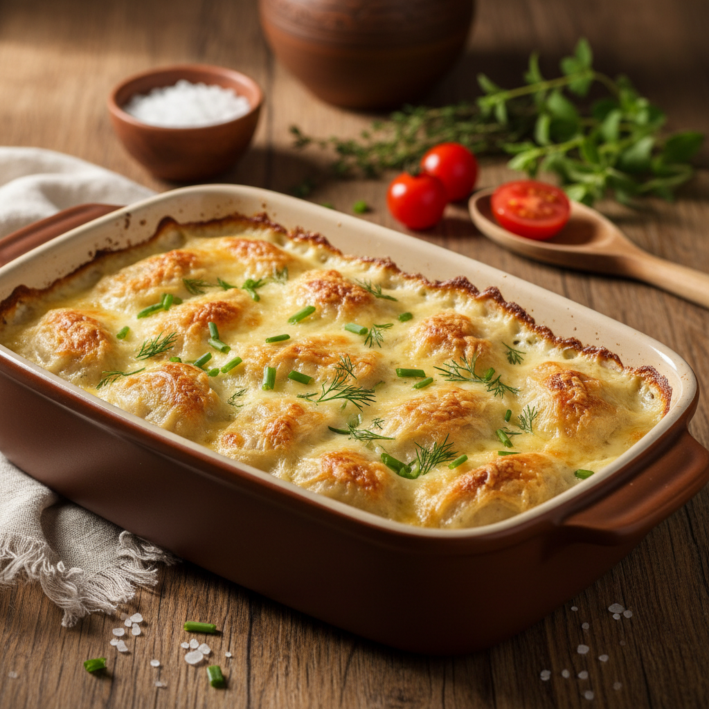 Koldūnai orkaitėje su sūriu: vakarienė be didelio vargo