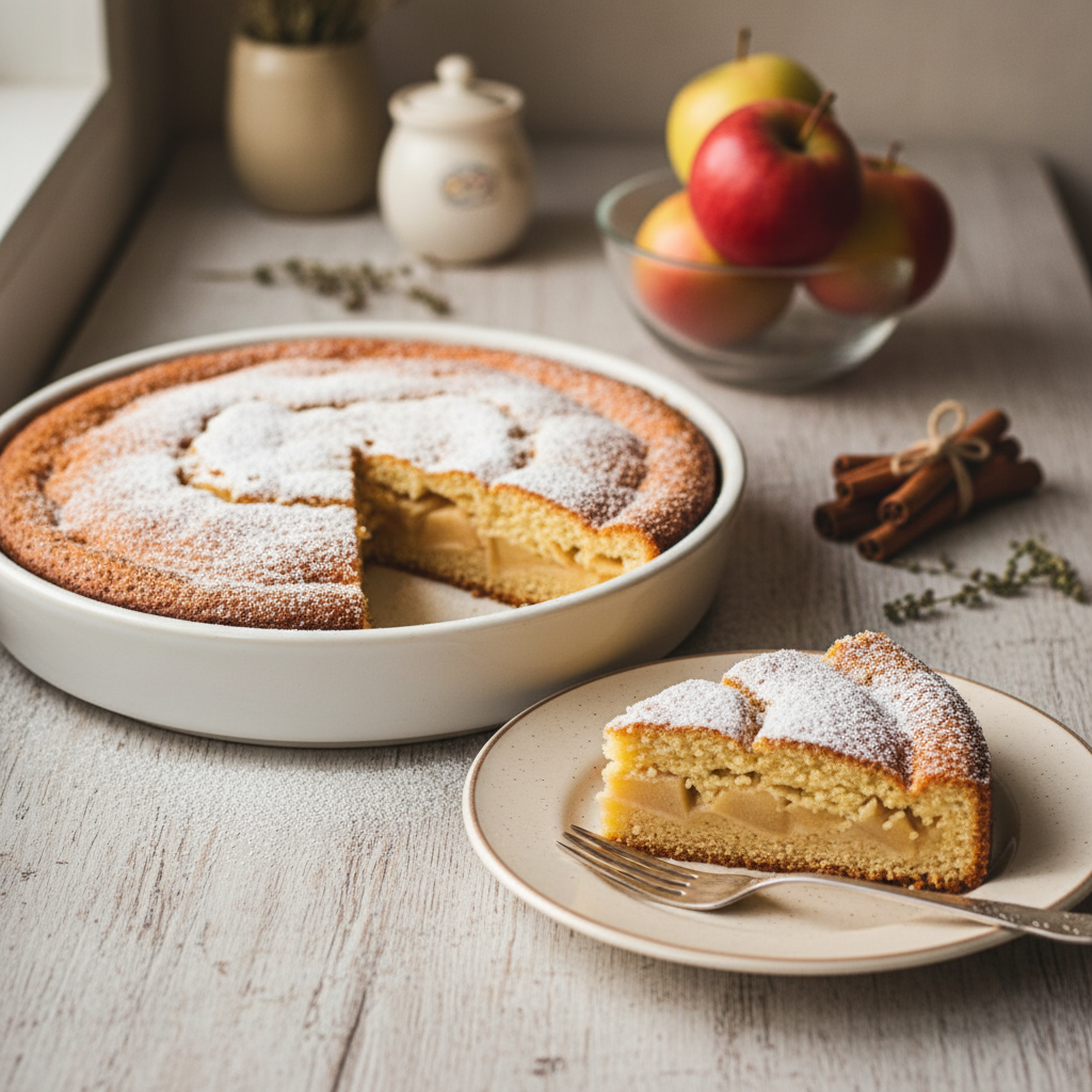 Drėgnas obuolių pyragas su manais: paprastas receptas