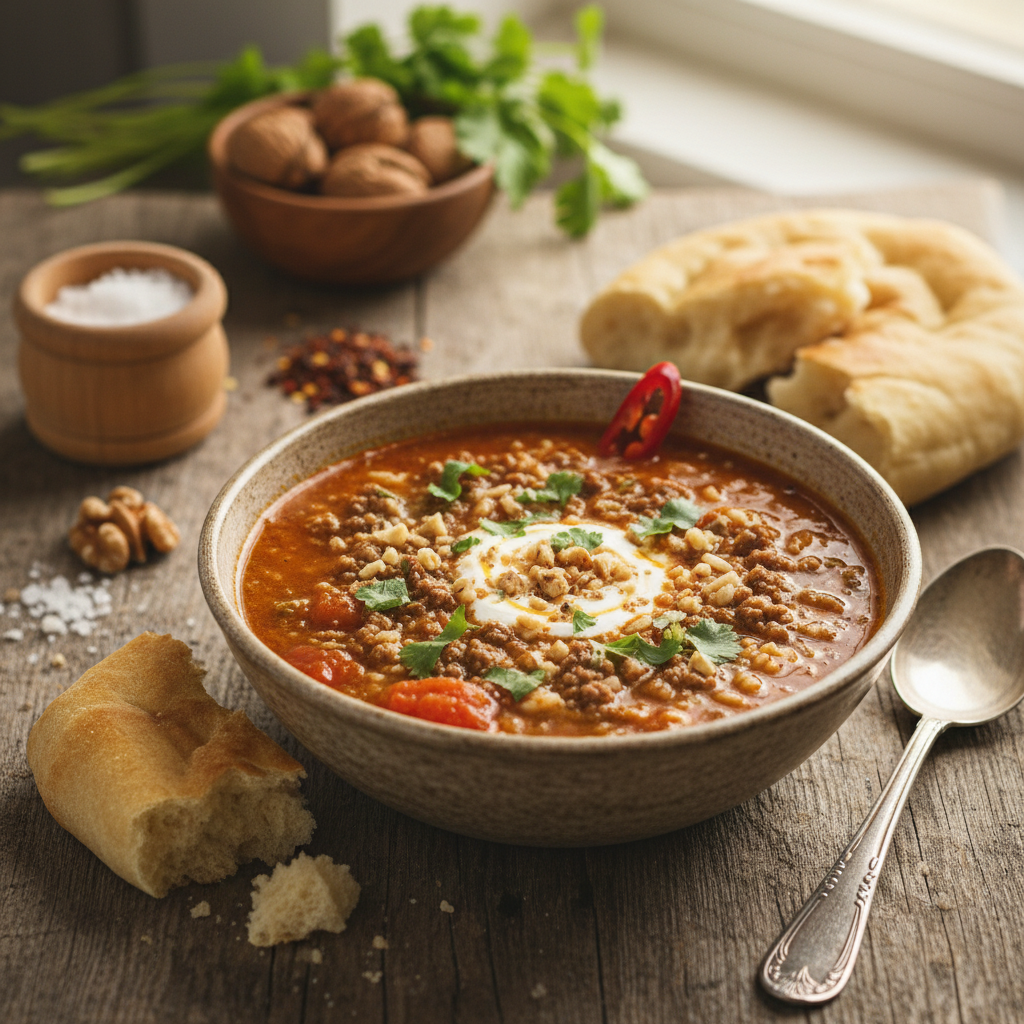 Soti charčio sriuba su faršu: pigus ir greitas receptas