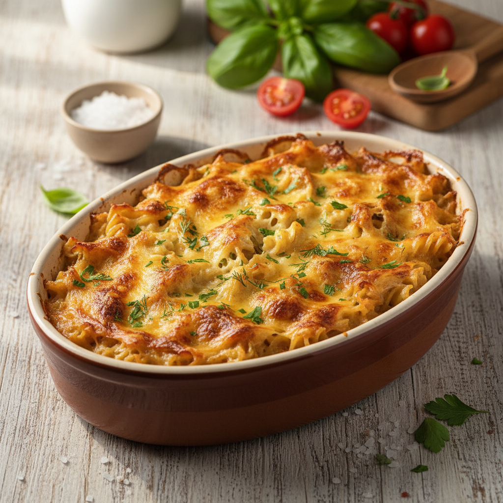 Makaronų apkepas su vištiena: greita vakarienė visai šeimai