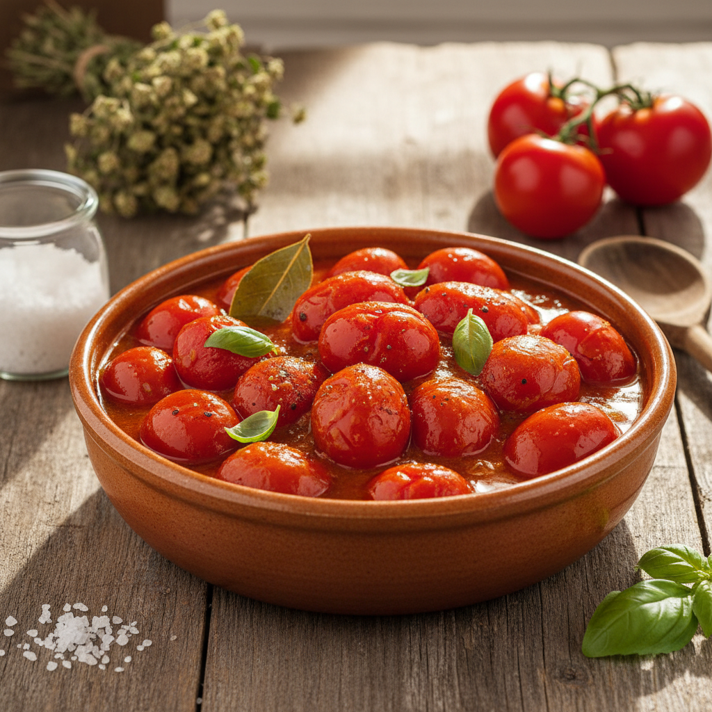 Pomidorai savo sultyse: paprastas receptas žiemai