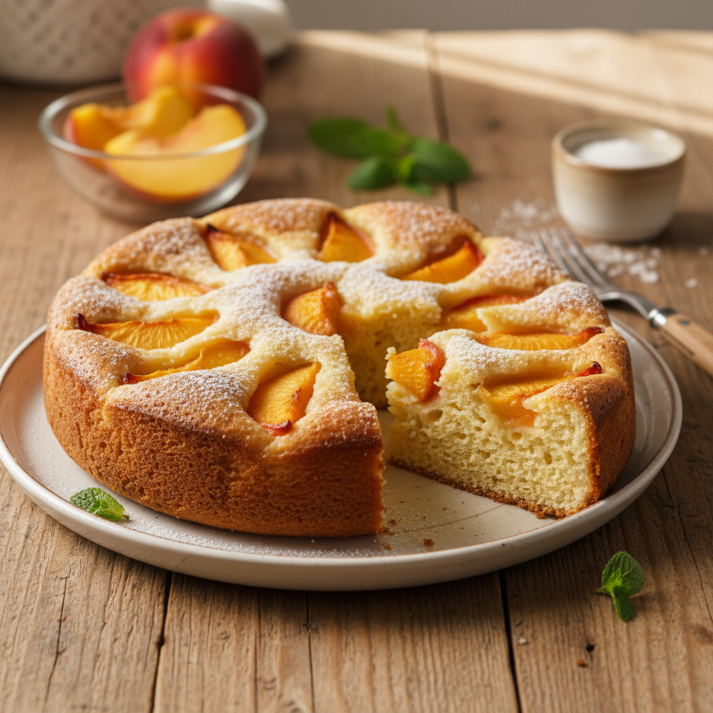 Purus persikų pyragas: receptas, kuris tirpsta burnoje